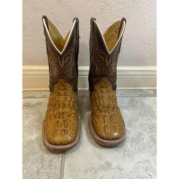 &quot;&quot;Cruzalta Brown Faux Aligator Skin Cowboy Boots Kids Size 19 1/2&quot;&quot;