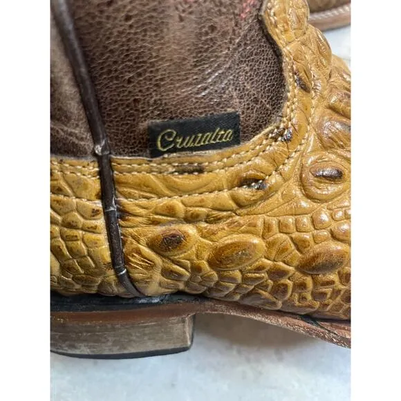 &quot;&quot;Cruzalta Brown Faux Aligator Skin Cowboy Boots Kids Size 19 1/2&quot;&quot;
