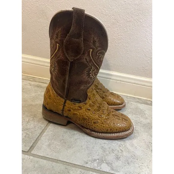 &quot;&quot;Cruzalta Brown Faux Aligator Skin Cowboy Boots Kids Size 19 1/2&quot;&quot;