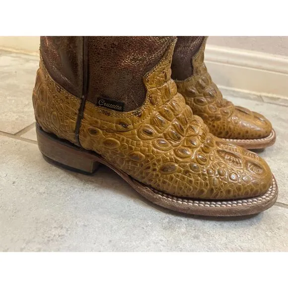 &quot;&quot;Cruzalta Brown Faux Aligator Skin Cowboy Boots Kids Size 19 1/2&quot;&quot;