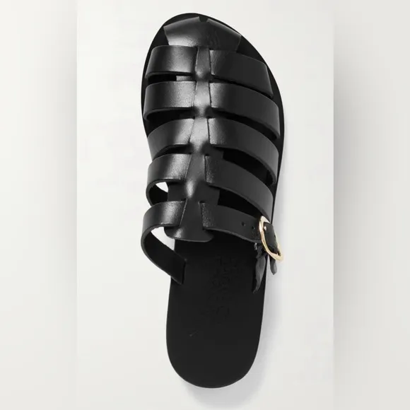 Ancient Greek Cosmia black Leather Sandals size 6 New in Box