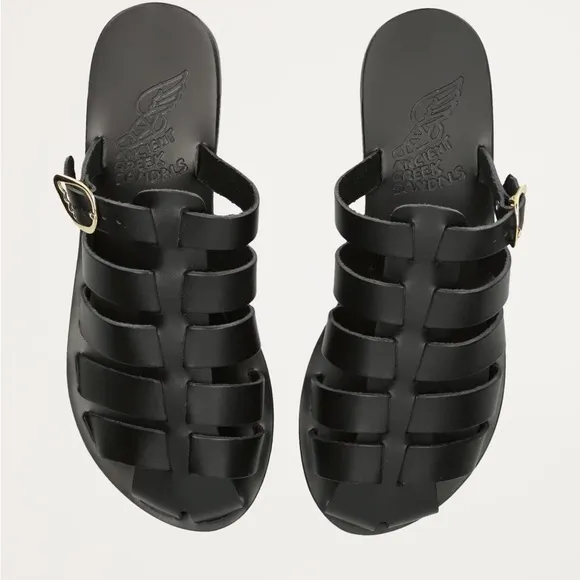 Ancient Greek Cosmia black Leather Sandals size 6 New in Box