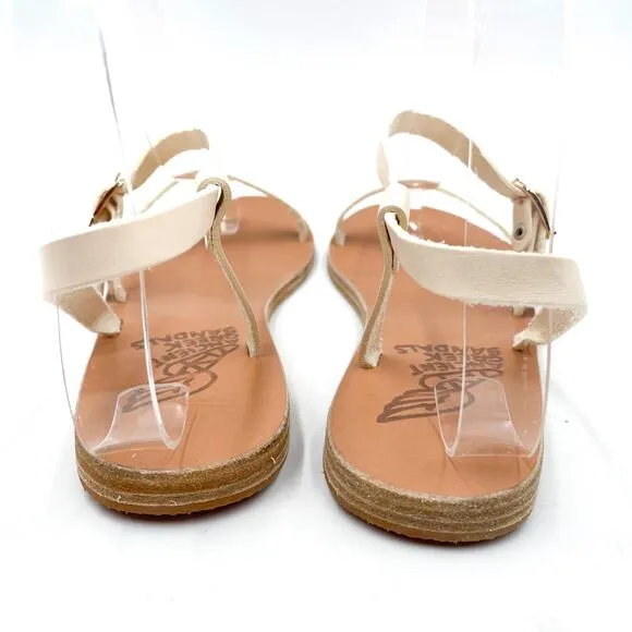 Ancient Greek Sandals Niove Off White Leather Strappy Flats Sz 36 / 6 US
