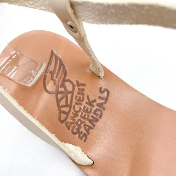 Ancient Greek Sandals Niove Off White Leather Strappy Flats Sz 36 / 6 US