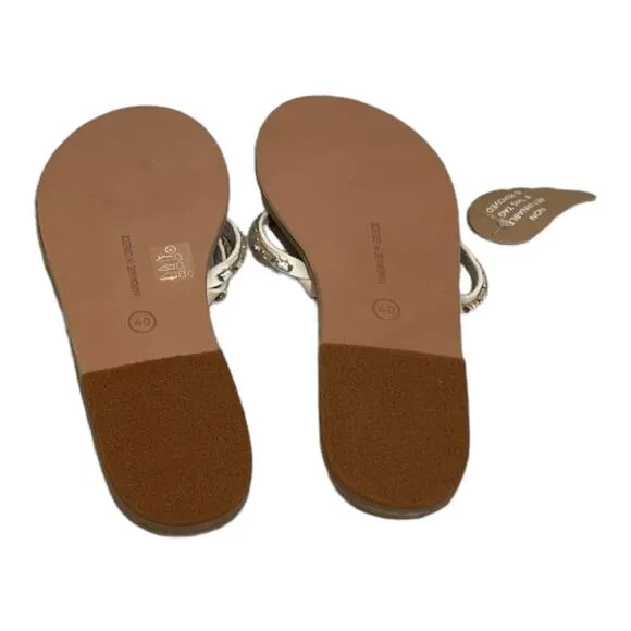 Ancient Greek Sandals Skalida Open Toe Slides Size 40 Leather Crystals NEW