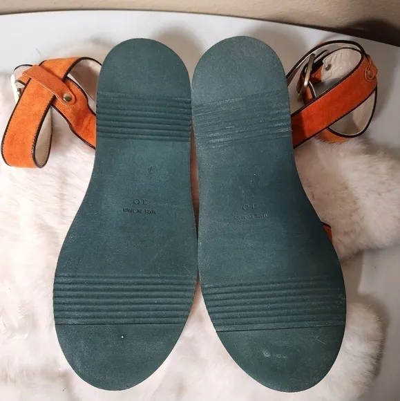 Andre Assous Cacia Orange Suede Ankle Strap Platform Espadrilles-Size 10