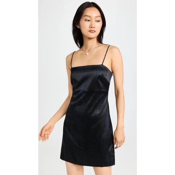 Anine Bing Valentine Silk Dress Navy Python Print Large NEW