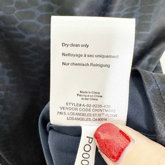 Anine Bing Valentine Silk Dress Navy Python Print Large NEW