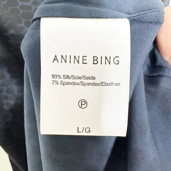 Anine Bing Valentine Silk Dress Navy Python Print Large NEW