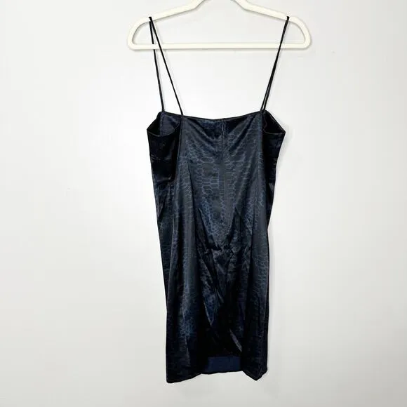Anine Bing Valentine Silk Dress Navy Python Print Large NEW