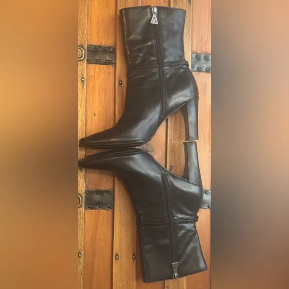 Anne Klein Ritz Black Leather Boots