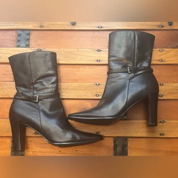 Anne Klein Ritz Black Leather Boots