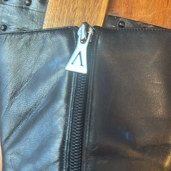 Anne Klein Ritz Black Leather Boots