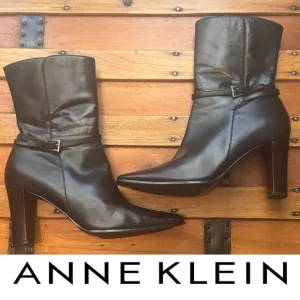 Anne Klein Ritz Black Leather Boots