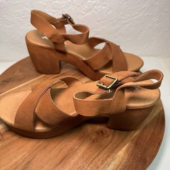 Antelope Elin I20 Suede Boho Chunky Heeled Round Toe Taupe Sandals 40 US 9