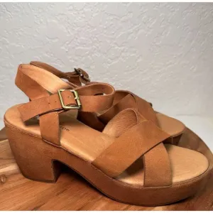 Antelope Elin I20 Suede Boho Chunky Heeled Round Toe Taupe Sandals 40 US 9