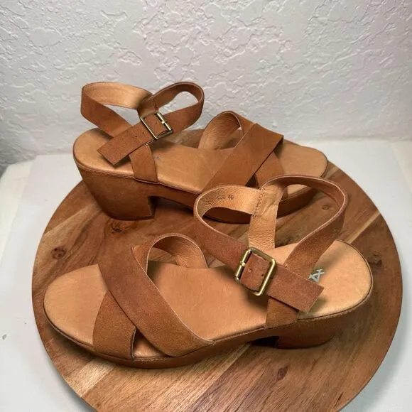Antelope Elin I20 Suede Boho Chunky Heeled Round Toe Taupe Sandals 40 US 9