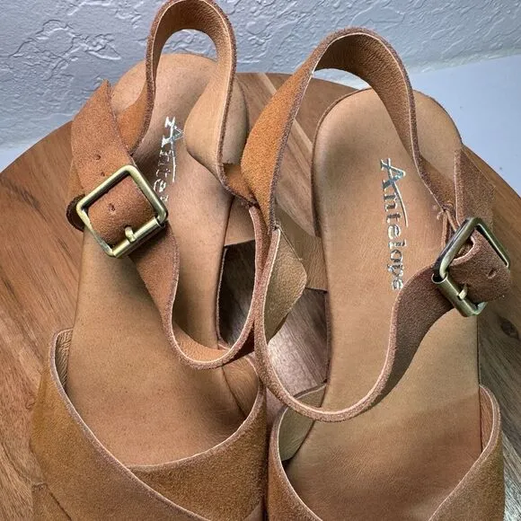 Antelope Elin I20 Suede Boho Chunky Heeled Round Toe Taupe Sandals 40 US 9