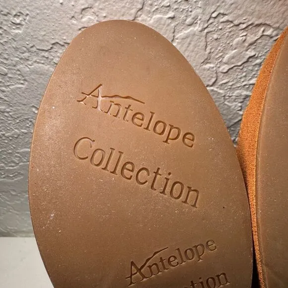 Antelope Elin I20 Suede Boho Chunky Heeled Round Toe Taupe Sandals 40 US 9