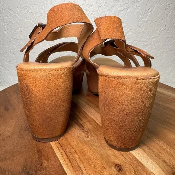 Antelope Elin I20 Suede Boho Chunky Heeled Round Toe Taupe Sandals 40 US 9