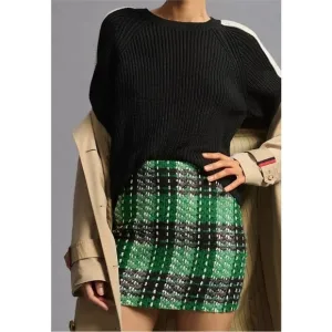 Anthropologie English Factory Endless Rose Plaid Mini Skirt, M