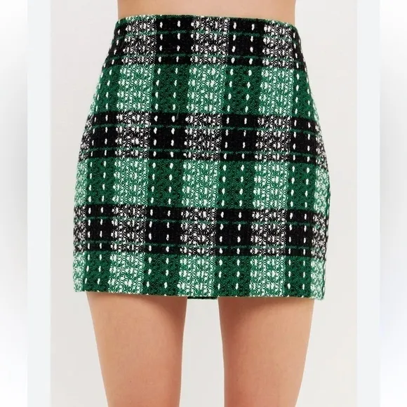 Anthropologie English Factory Endless Rose Plaid Mini Skirt, M