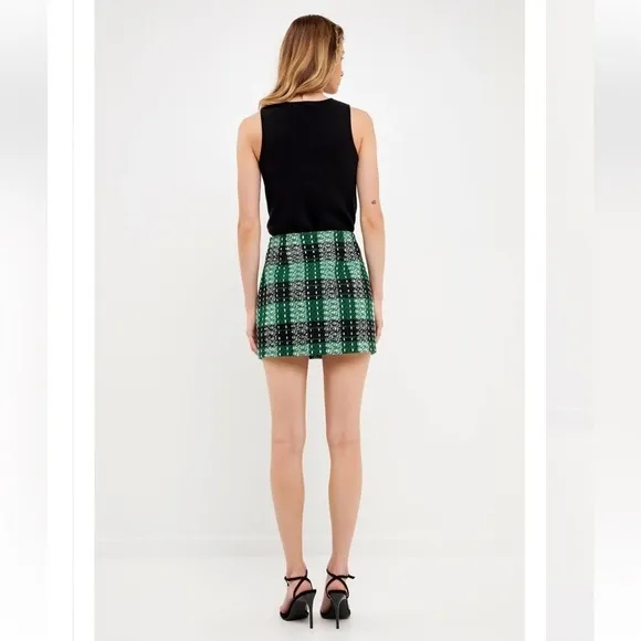 Anthropologie English Factory Endless Rose Plaid Mini Skirt, M