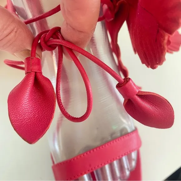 Anthropologie Floral Heels Cecelia New York Hibiscus Sandals Rose 6