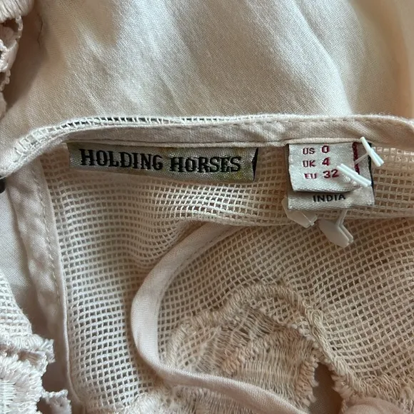 Anthropologie Holding Horses Magnolia Peach Mini Dress Crochet Size 0