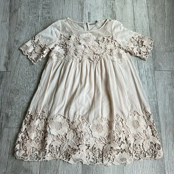 Anthropologie Holding Horses Magnolia Peach Mini Dress Crochet Size 0