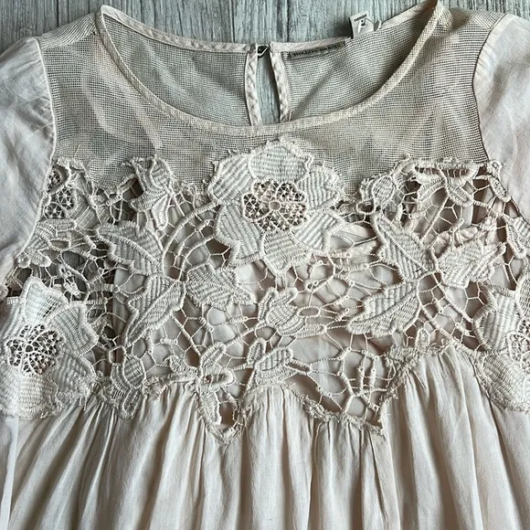 Anthropologie Holding Horses Magnolia Peach Mini Dress Crochet Size 0