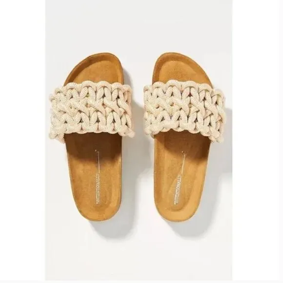 Anthropologie Intentionally Blank Macro Slide Sandals Size 37 JB