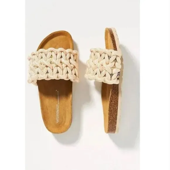 Anthropologie Intentionally Blank Macro Slide Sandals Size 37 JB