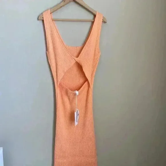 Anthropologie Knit Midi Dress Light Orange Size XL