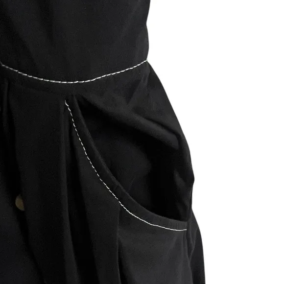 Anthropologie Maeve Poplin Shirtdress in Black  Size 6