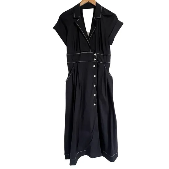Anthropologie Maeve Poplin Shirtdress in Black  Size 6