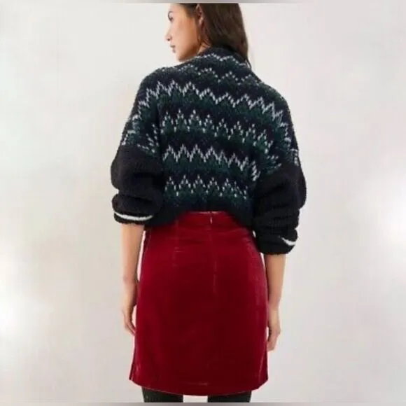 Anthropologie Montie Velvet Mini Skirt raspberry red size NWT. Size 6