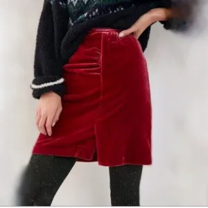 Anthropologie Montie Velvet Mini Skirt raspberry red size NWT. Size 6