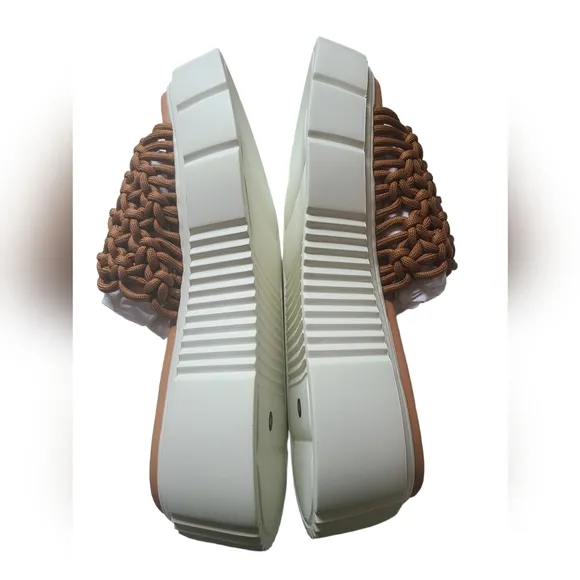Anthropologie NIB Maeve Crochet Platform Slide Sandals Size 10
