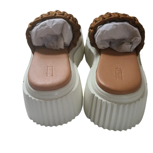 Anthropologie NIB Maeve Crochet Platform Slide Sandals Size 10