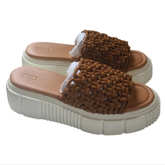 Anthropologie NIB Maeve Crochet Platform Slide Sandals Size 10