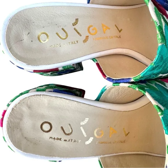 Anthropologie Ouigal Phoebe Sandals Floral Embroidered Multicolor Italian Mules