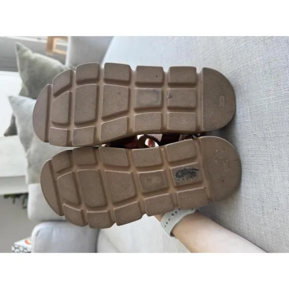 Anthropologie Pilcro Fisherman Platform Sandals Brown Leather Size 37 EU 6.5