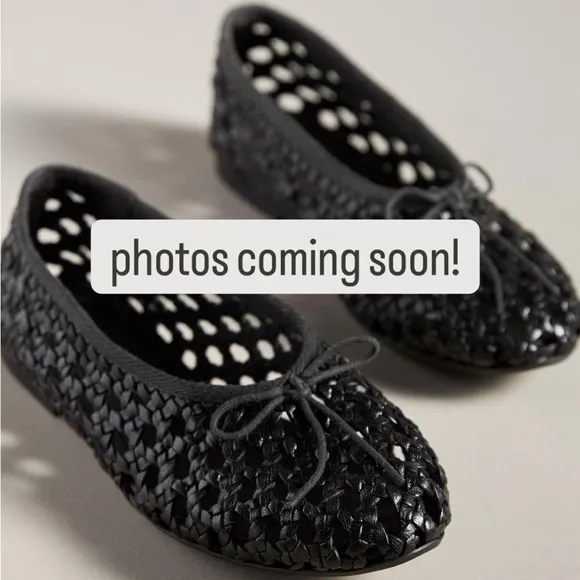 Anthropologie Pilcro Woven Leather Ballet Flats Black New