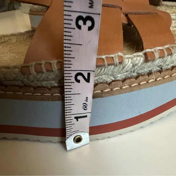 Anthropologie sporty platform leather tan espadrille Sandals size 9.5 / 10 NWOB