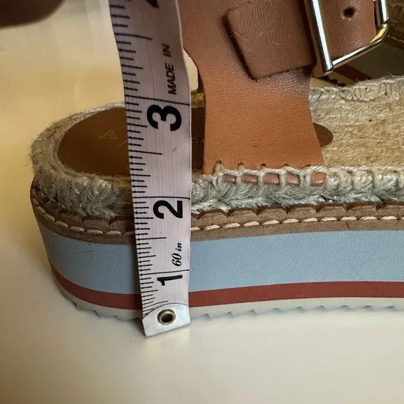 Anthropologie sporty platform leather tan espadrille Sandals size 9.5 / 10 NWOB