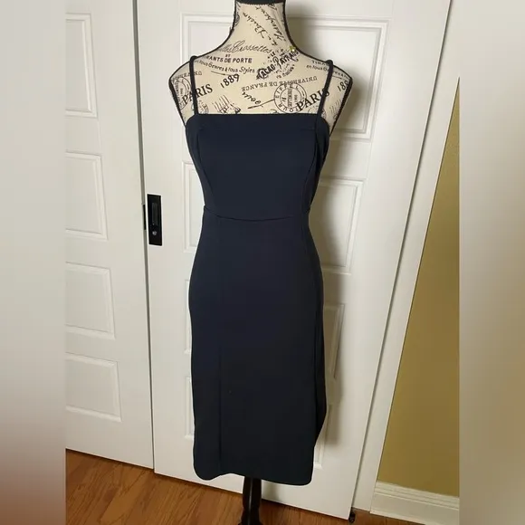 Anthropologie Slim Strappy Midi Little Black Dress Size small