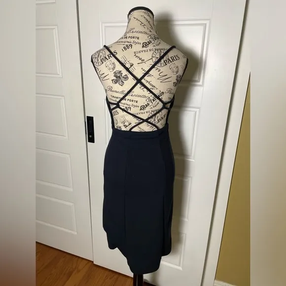 Anthropologie Slim Strappy Midi Little Black Dress Size small