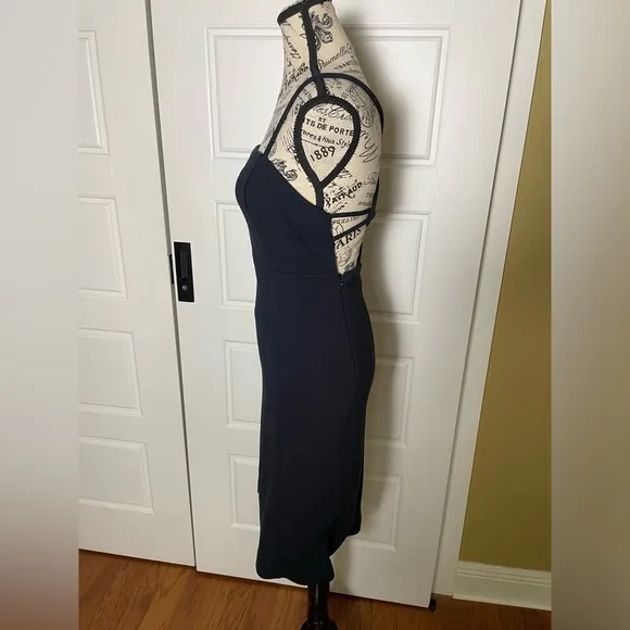 Anthropologie Slim Strappy Midi Little Black Dress Size small