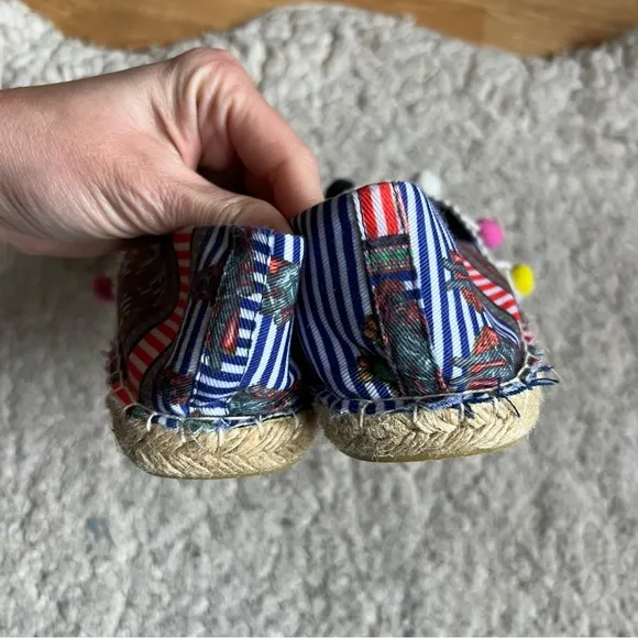 Antica Sartoria: Pom-Pom Cacti Wagon Wheel Slip On Peep Toe Espadrilles Size 39